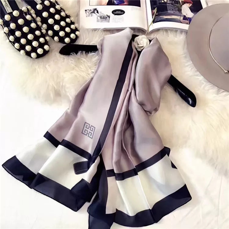 Contrast Trim Scarf - Pink Purple - View 3
