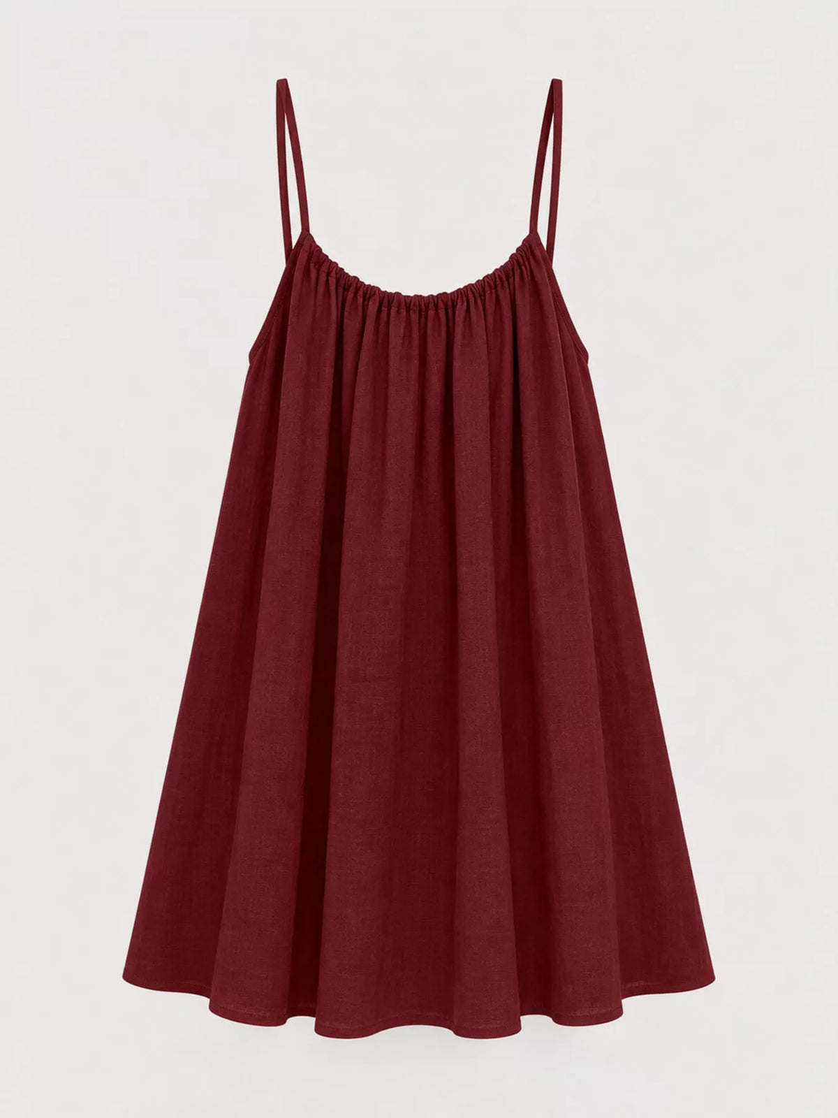 Full Size Backless Spaghetti Strap A-Line Mini Dress Plus Size - Burgundy-Style C - View 43