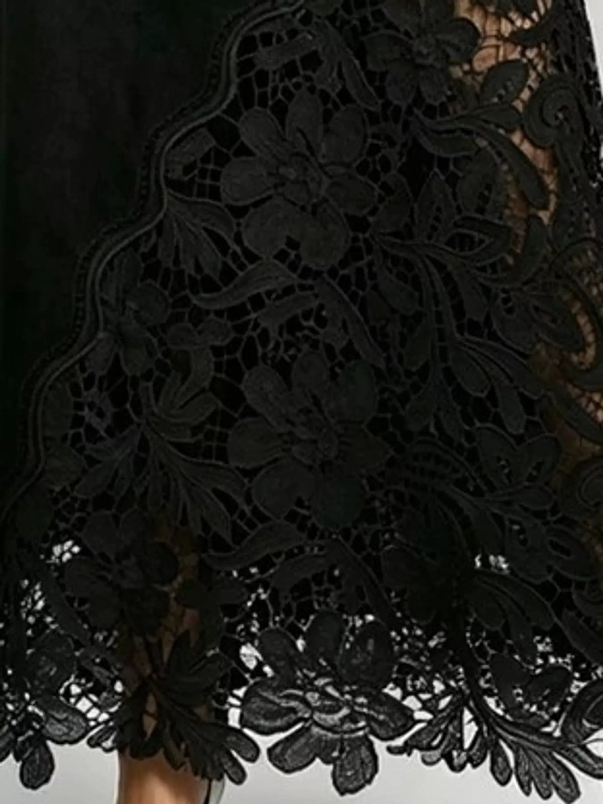 Full Size High-Waisted Lace Denim Skirt Plus Size - Black - View 6