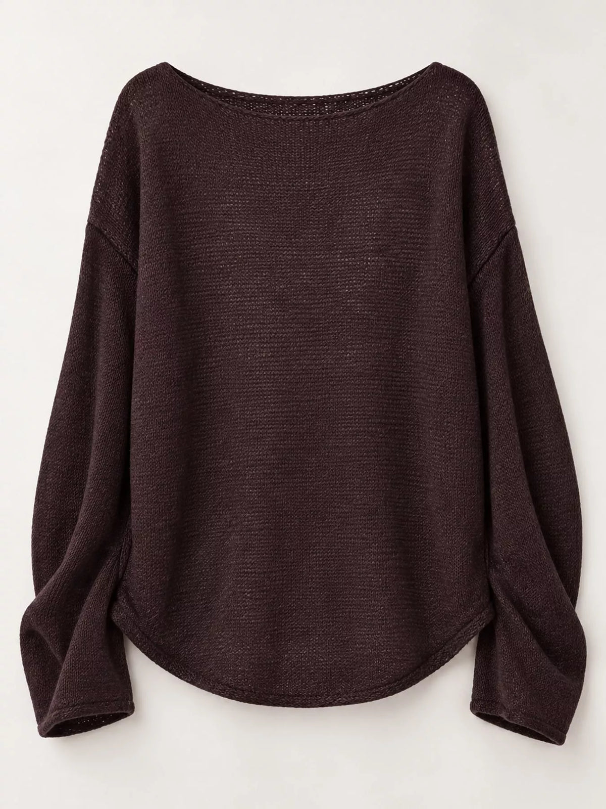Lightweight Dropped Shoulder Knit Cover Up - Brown - View 9