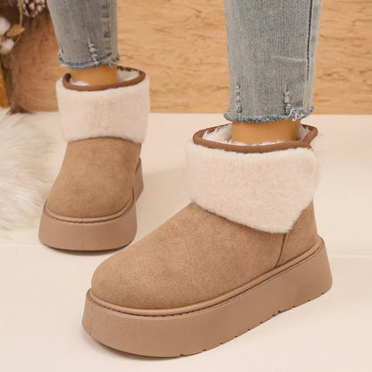 Round Toe Platform Boots - Khaki - View 2