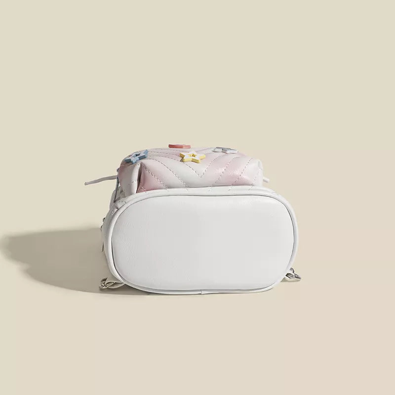 Wings Leather Backpack Bag - White - View 3