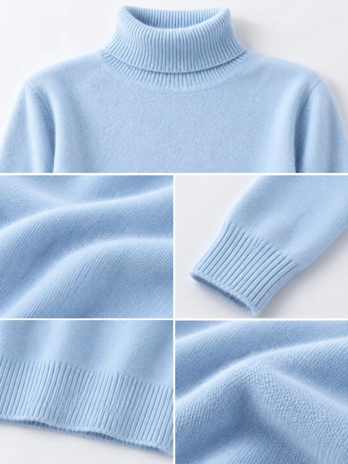 Full Size Turtleneck Long Sleeve Sweater Plus Size - Light Blue - View 30