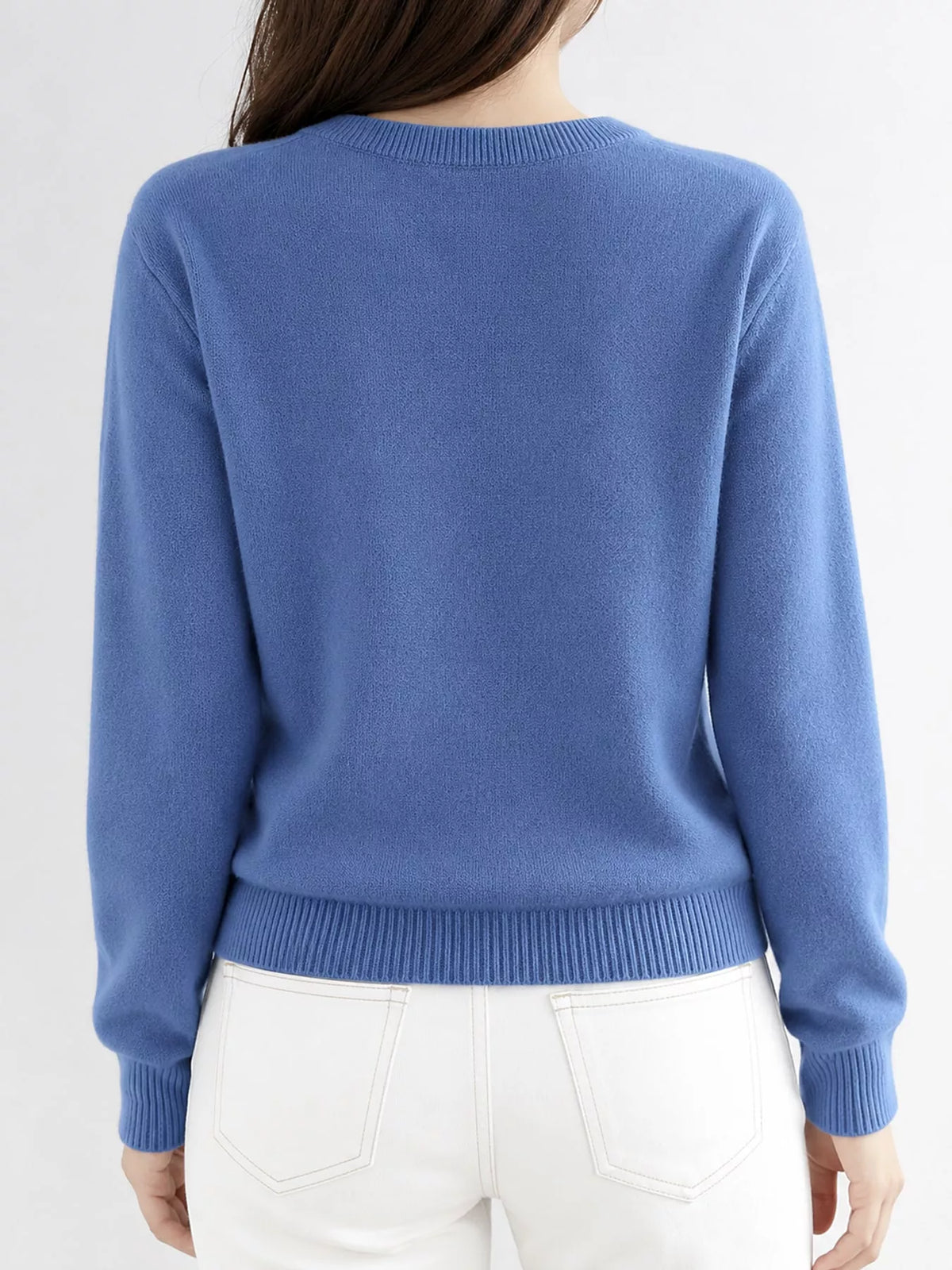 Crew-Neck Button-Down Cardigan - Denim Blue - View 43