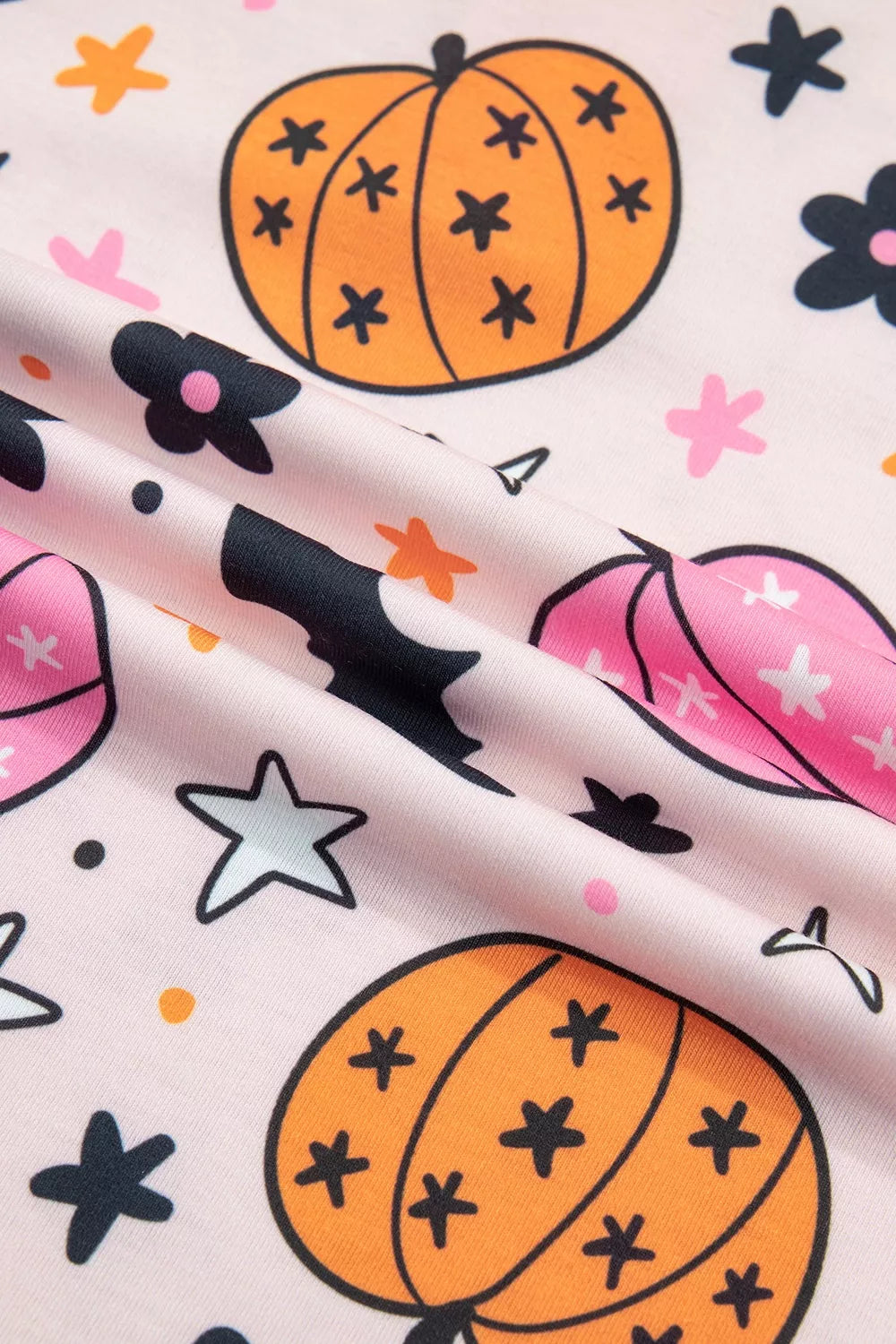 Halloween Pumpkin Print Long Sleeve Home Wear Lounge Set - Dusty Pink - View 13