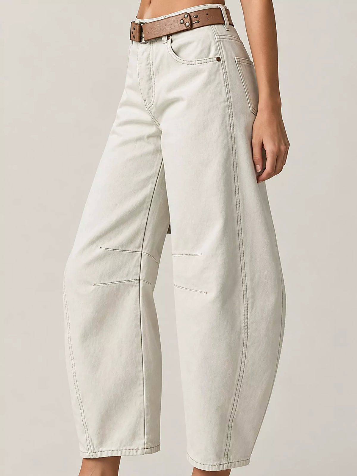Barrel-Leg Jeans - White - View 15