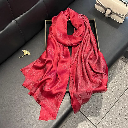 Raw Hem Scarf - Red - View 1