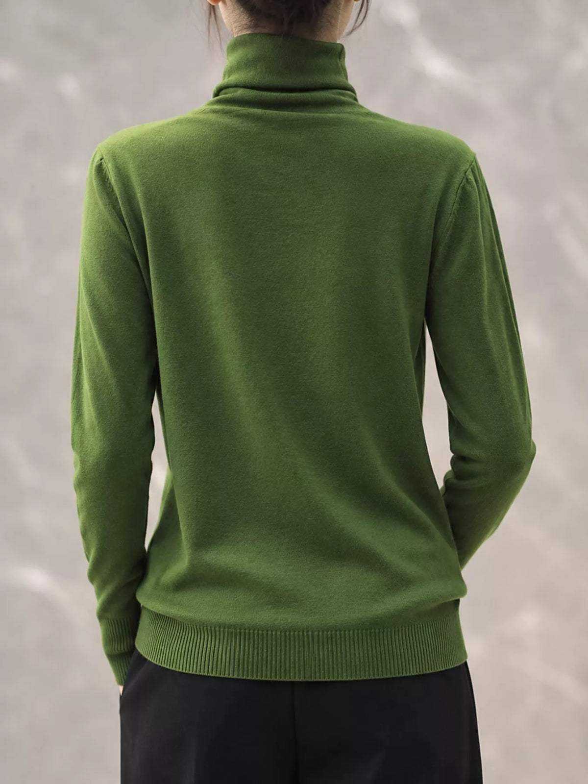 Full Size Slim-Fit Turtleneck Knit Top Plus Size - Apple Green - View 26