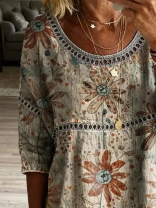 Hollow-Out Lace Round-Neck Top - product photo 2
