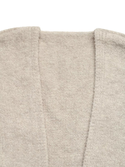 Open Front Dropped Shoulder Cardigan - Beige - View 7