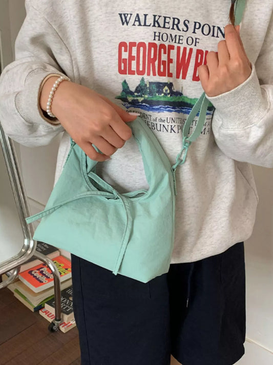 Casual Lightweight Solid Color Crossbody Bag - Light Green - Lifestyle View