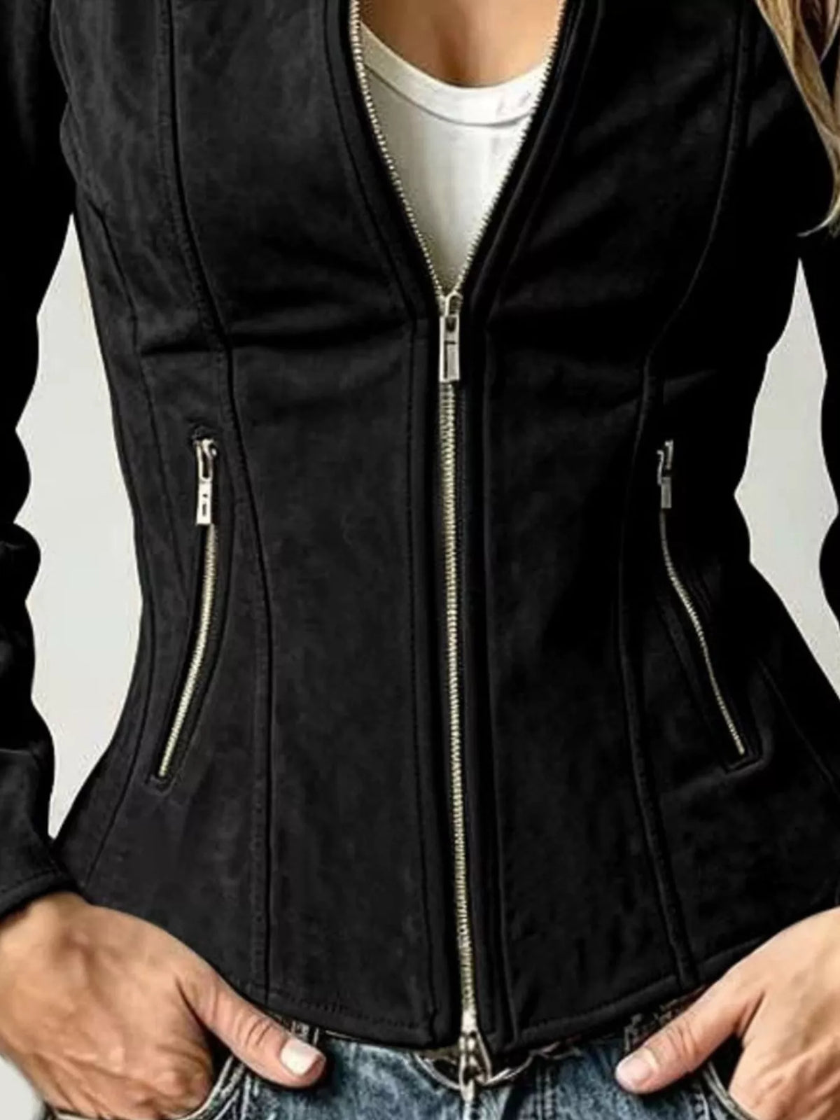 Slim-Fit Zip-Up Jacket - Black - View 2