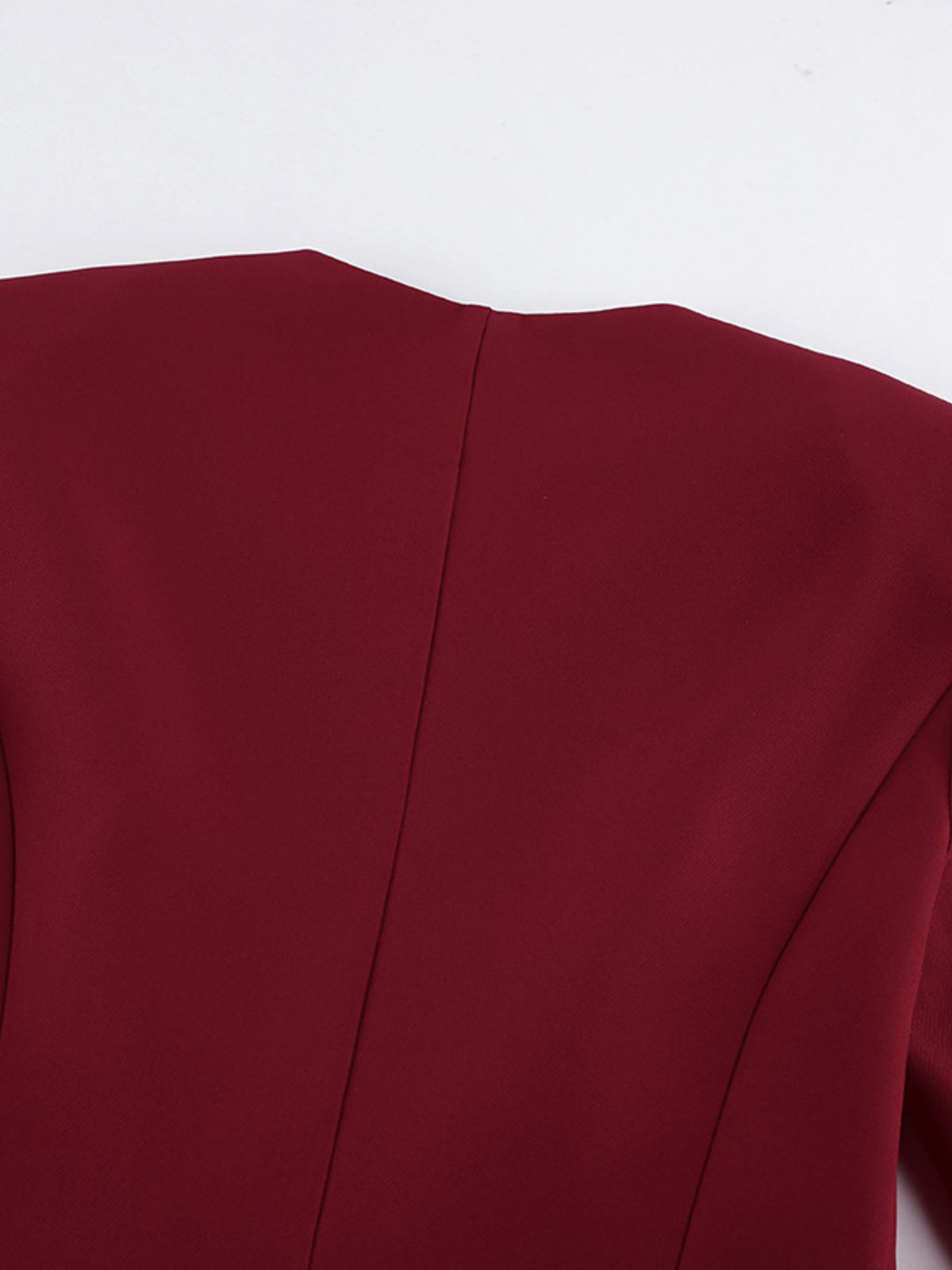 Button Up Peplum Blazer & Skirt Set - Burgundy - View 11