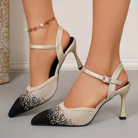 Point Toe Kitten Heels Sandals - Black - View 2