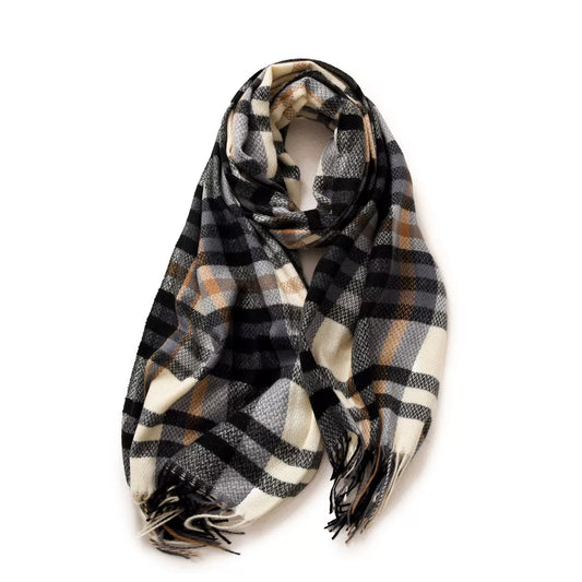 Warm Plaid Fringe Scarf - Style A - View 2