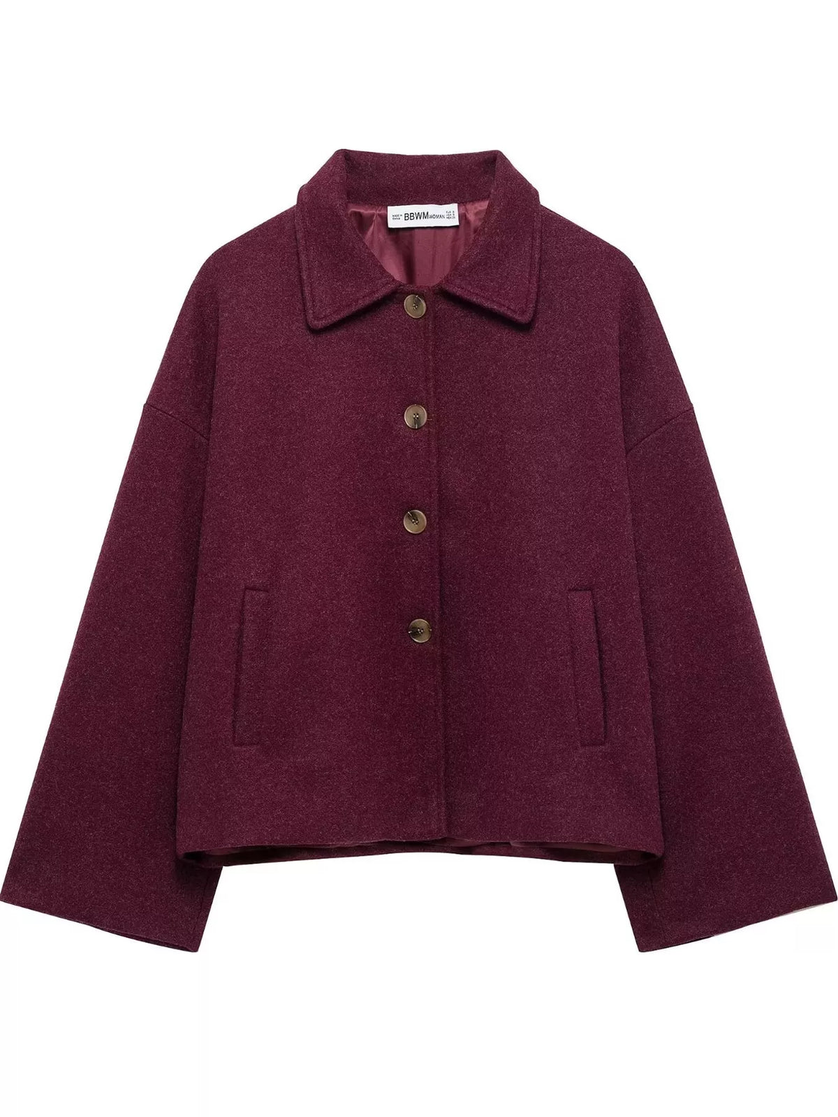 Button-Up Dropped Shoulder Outerwear - Red - View 11