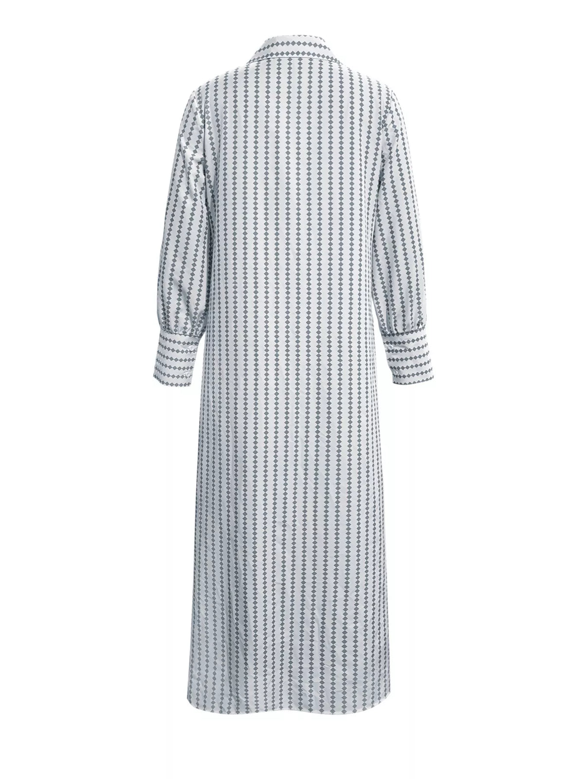 Striped Button-Down Maxi Shirt Dress - Grey - View 5