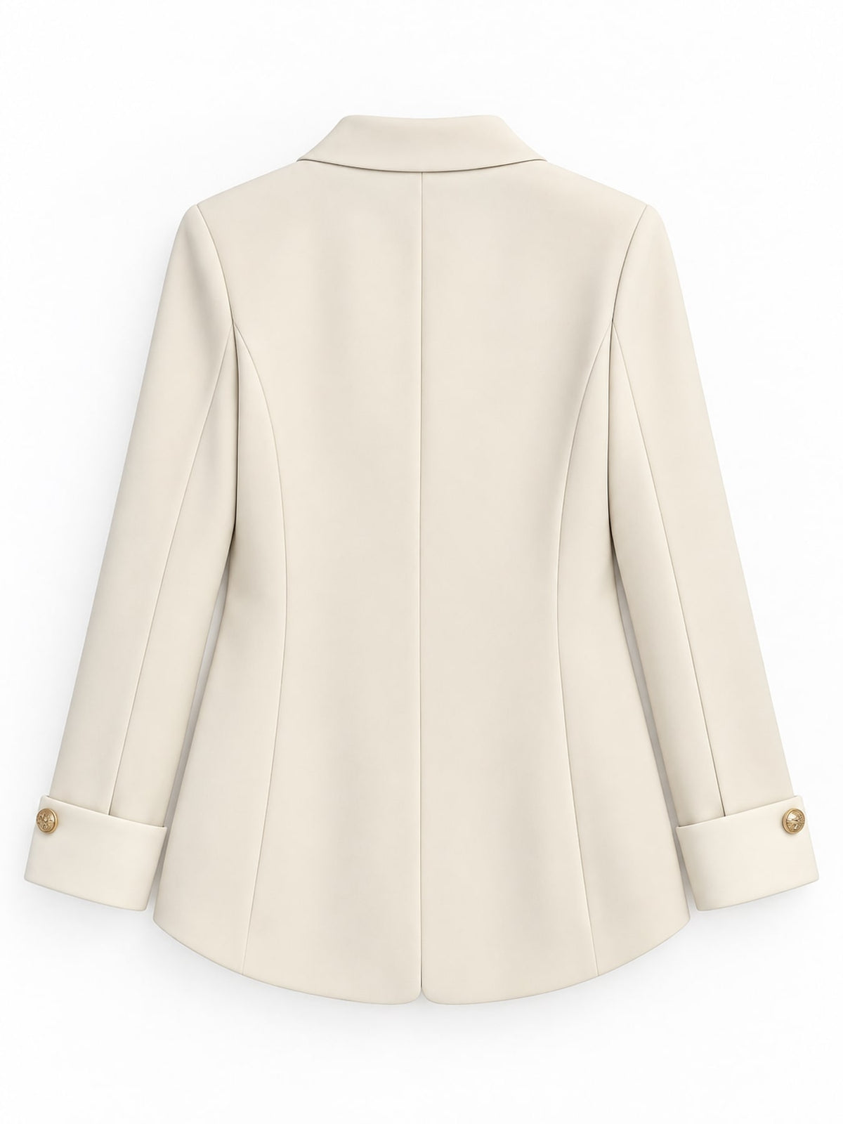 Full Size Single-Breasted Blazer with Gold Button Accents Plus Size - Ivory - View 2