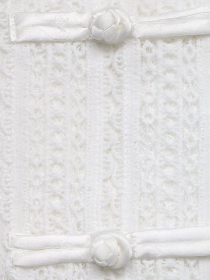 Lace Chinese Style Button Shirt - White - View 9