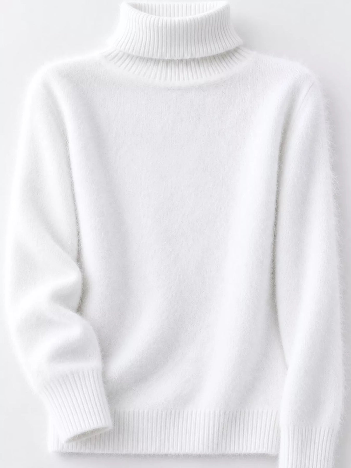 Full Size Turtleneck Long Sleeve Sweater Plus Size - White - View 20