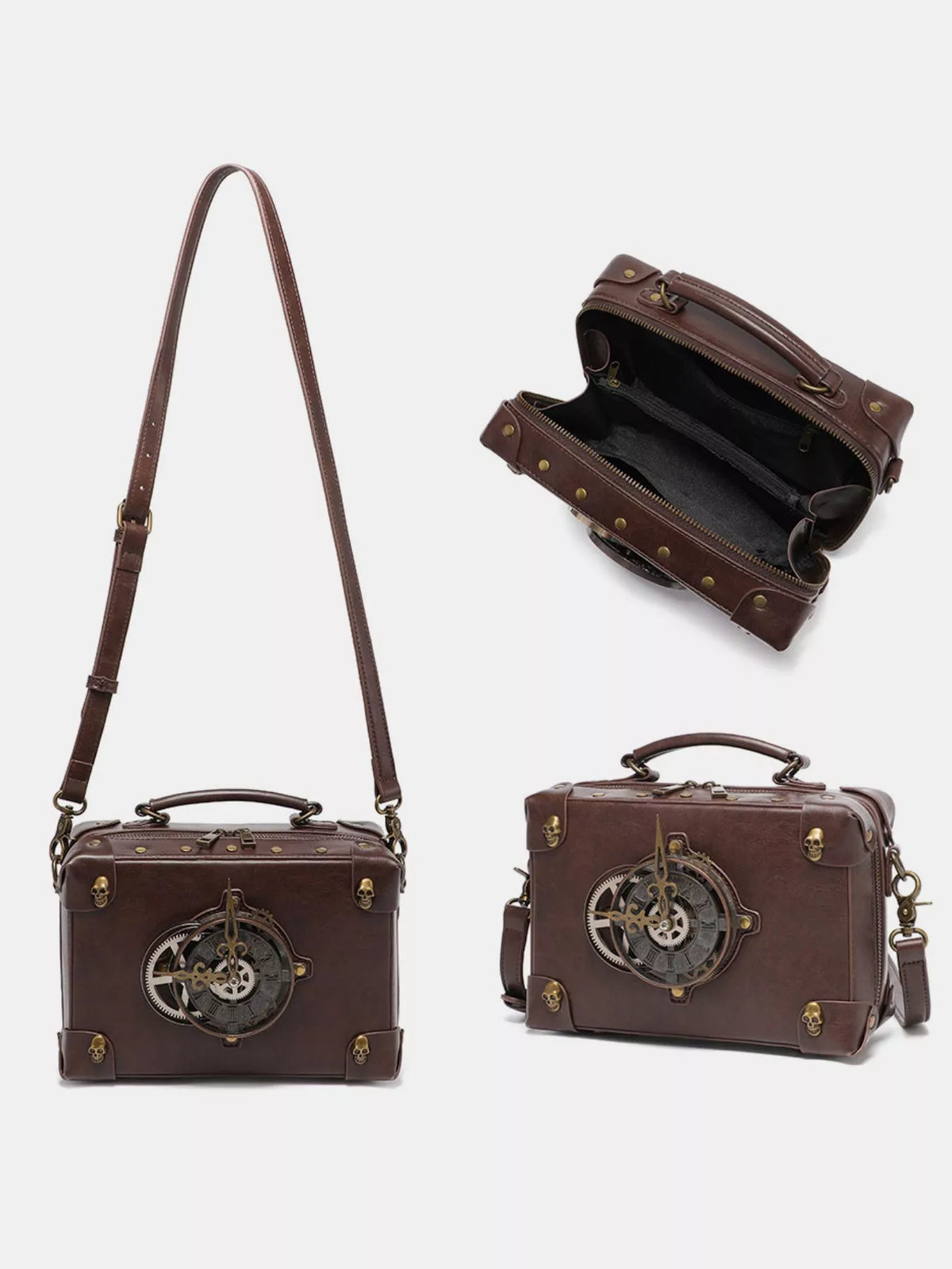 Steampunk Clockwork Design Crossbody Bag - Brown - View 8