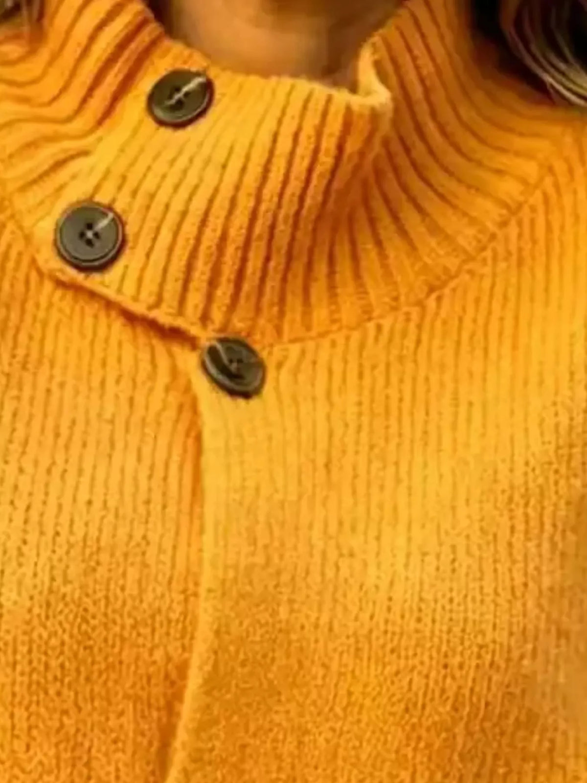 Full Size Button-Up Mock Neck Cardigan Plus Size - Tangerine - View 2