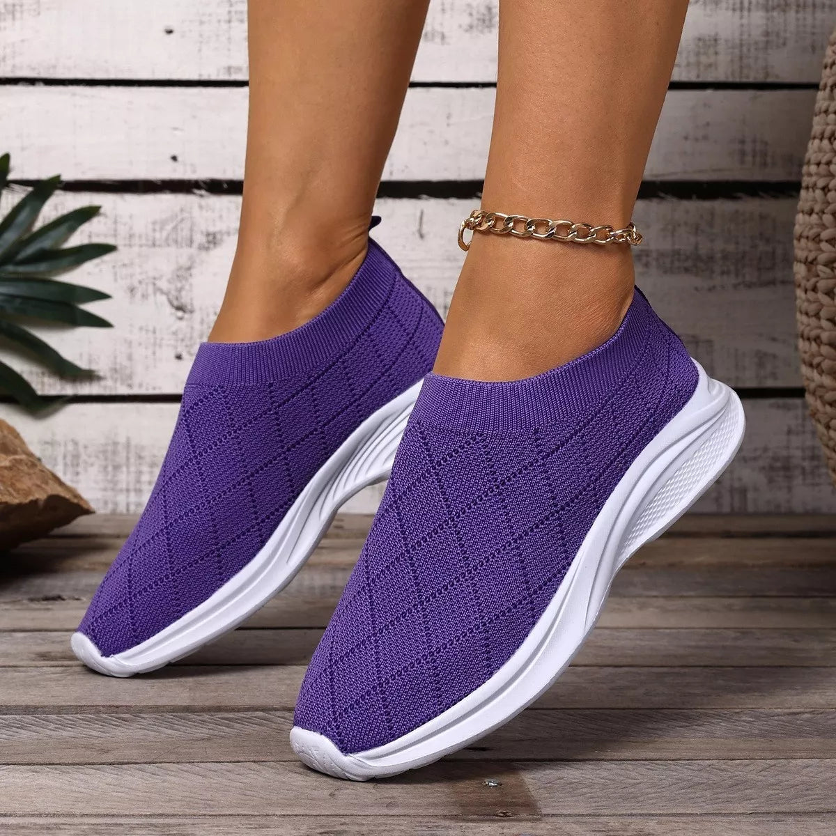 Breathable Mesh Round Toe Shoes - Purple - View 2