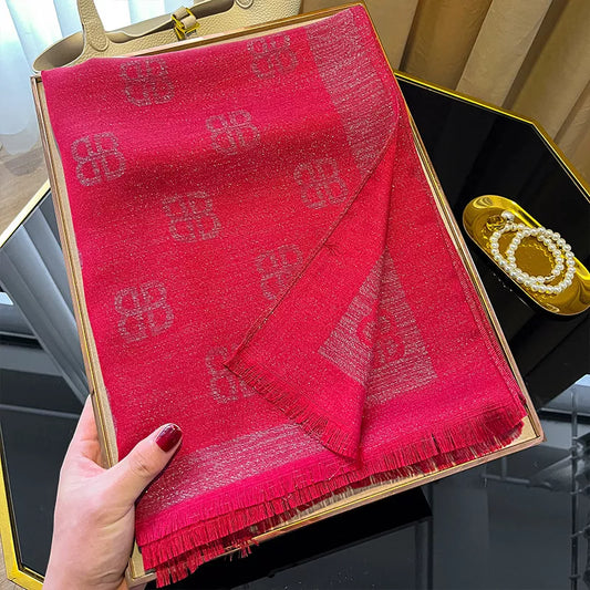 Raw Hem Scarf - Red - View 2