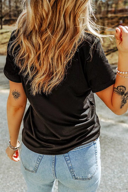 Full Size Rhinestone Ghost Round Neck T-Shirt Plus Size - Black - View 6