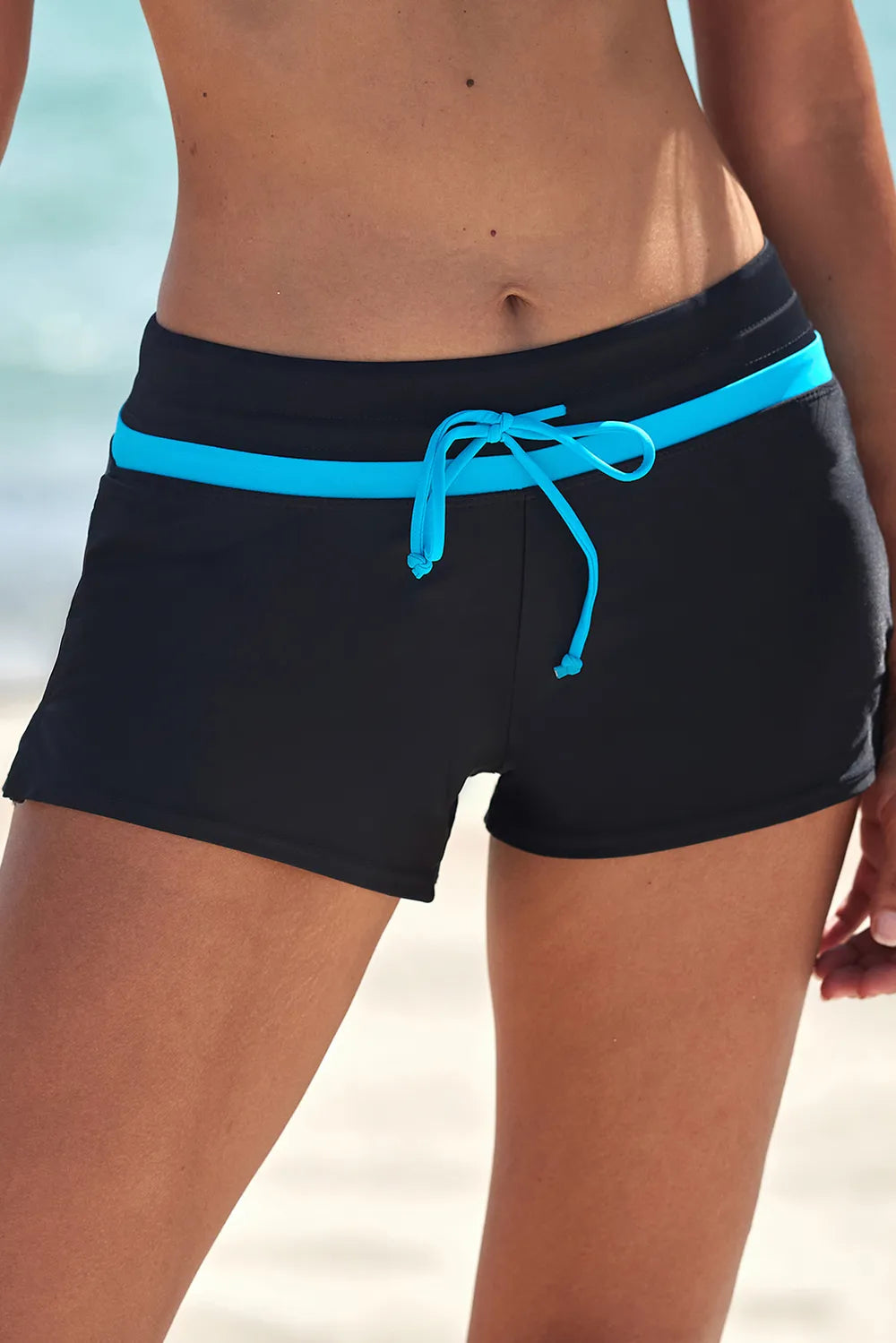 Full Size Drawstring Swim Shorts - Black - View 1