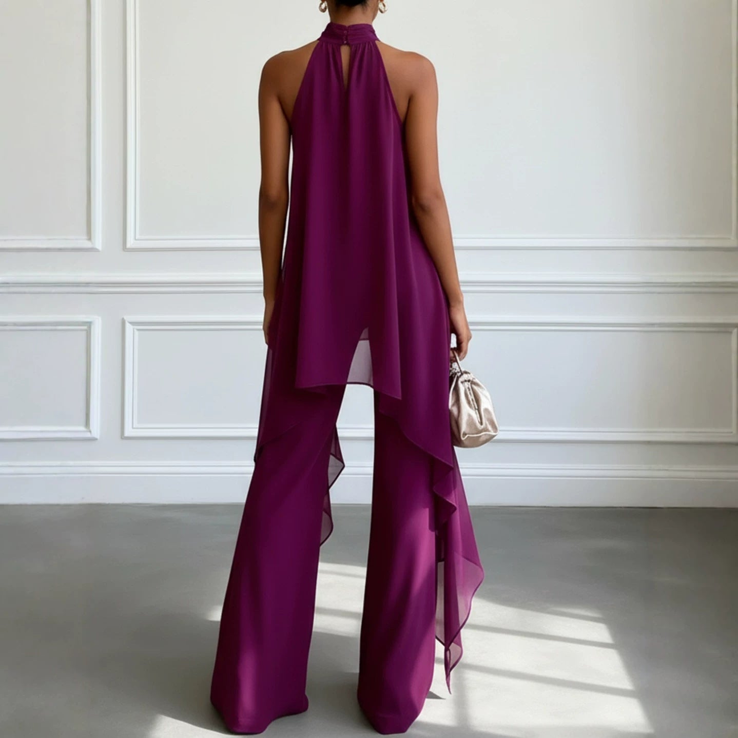 Chic Strapless Sleeveless Chiffon Two-Piece Set for Women