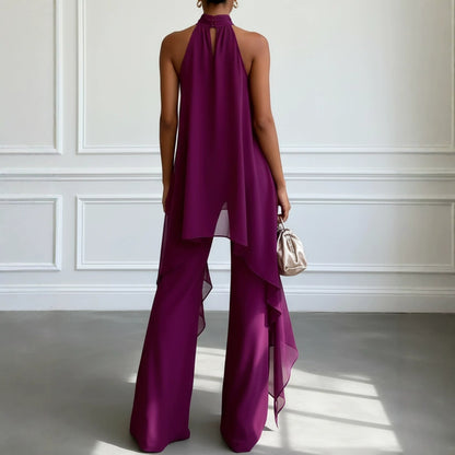 Chic Strapless Sleeveless Chiffon Two-Piece Set for Women