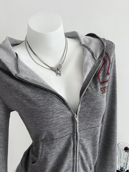 Slim-Fit Zip-Up Hoodie - Medium Gray - View 2