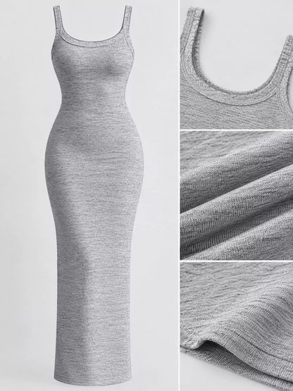 Sleeveless Bodycon Maxi Dress - Grey - View 5