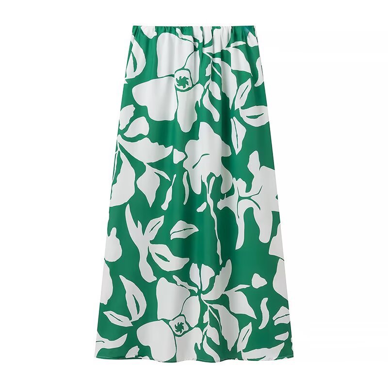 Neck strap+printed half skirt set for women