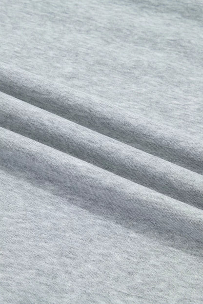 Exposed Seam Mock Neck STATE Letter Graphic Loose Sweatshirt - Gray - View 11