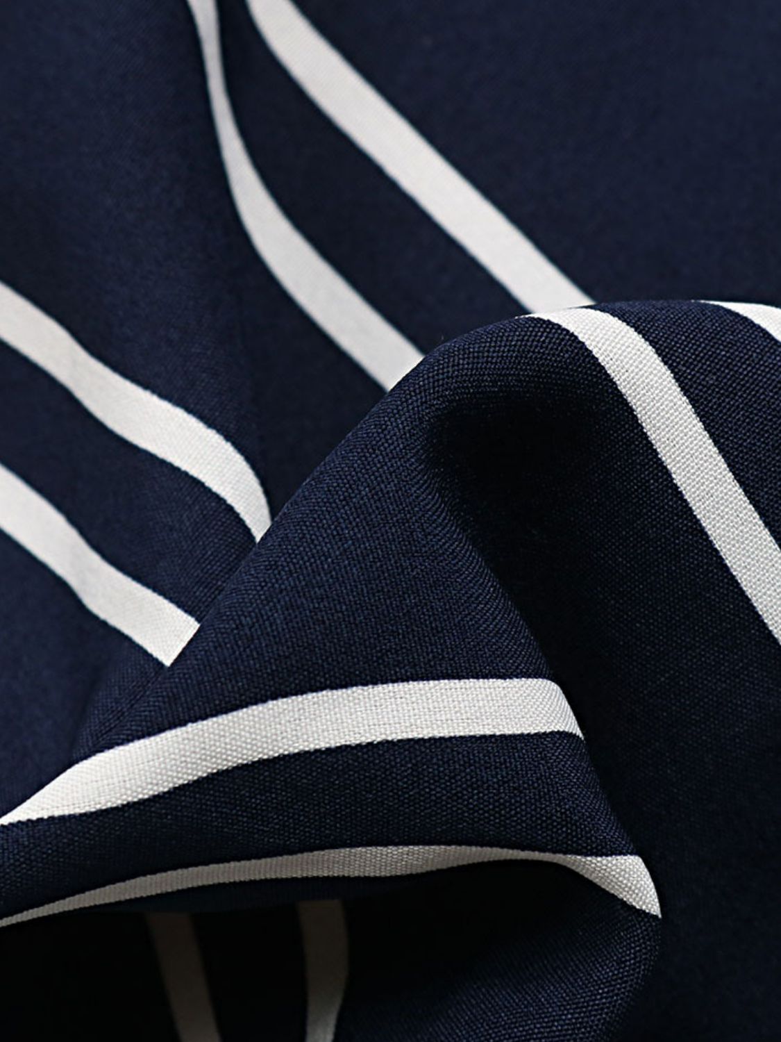 Perfee Striped Slit Wide Leg Pants - Dark Blue - View 6