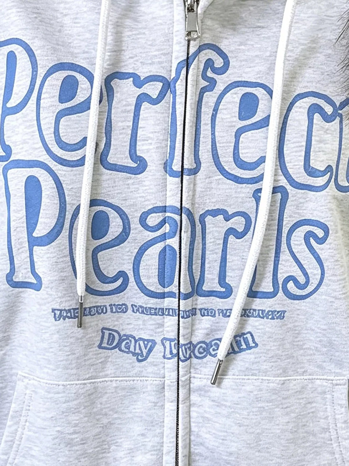 Letter Graphic Zip-Up Hoodie - Gray - View 2