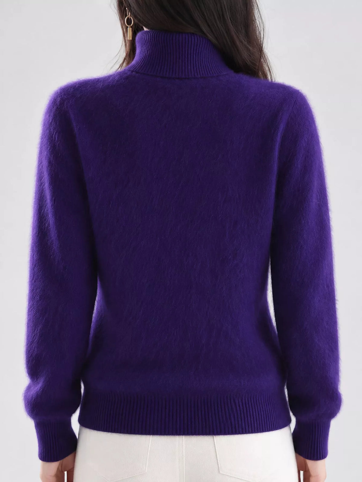 Full Size Turtleneck Long Sleeve Sweater Plus Size - Violet - View 90
