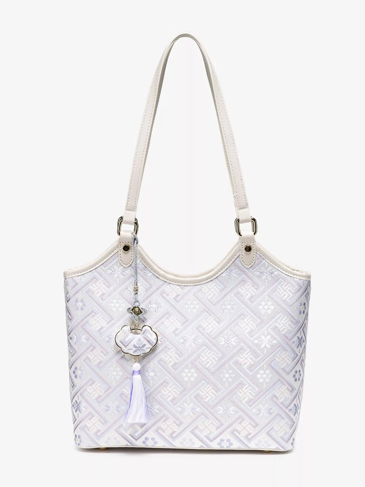 Geometric Pattern Shoulder Bag - Pink Purple - View 3