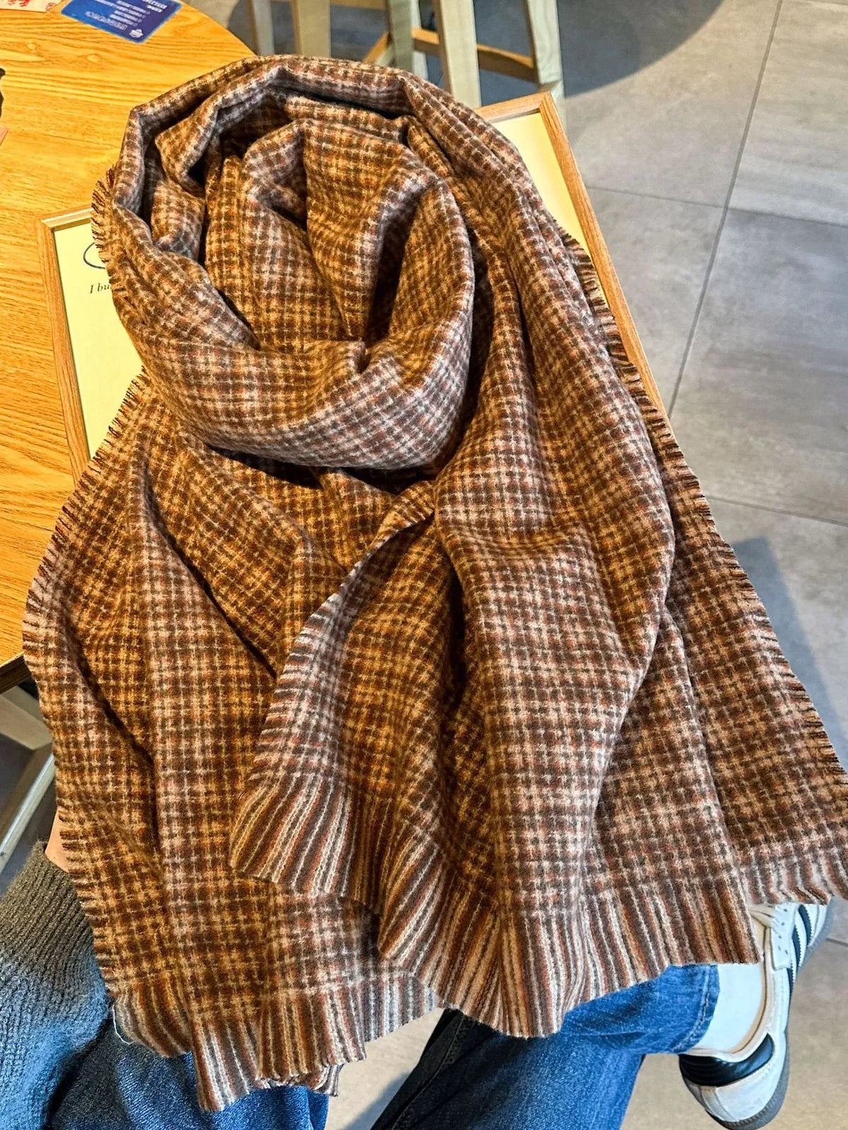 Plaid Warm Scarf - Sherbet - View 3