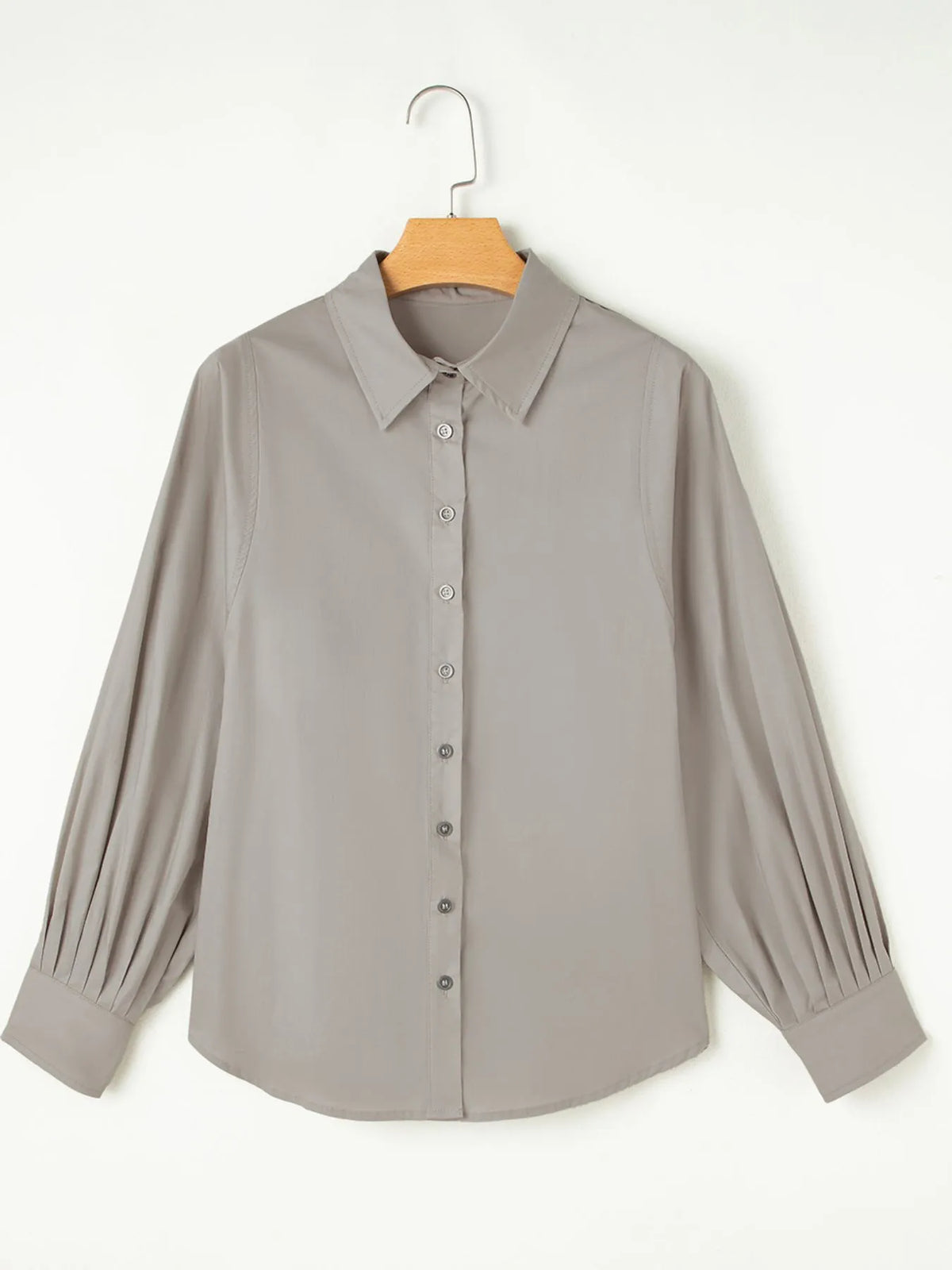 Button Up Lantern Sleeve Shirt - Gray - View 5
