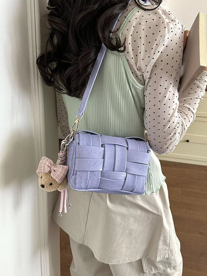 Woven Texture Crossbody Bag - Purple - View 4