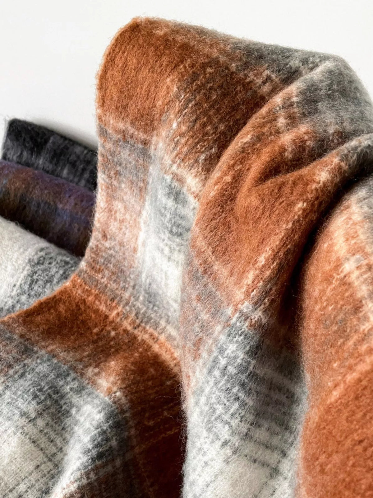 Plaid Fringe Scarf - Sherbet - View 4