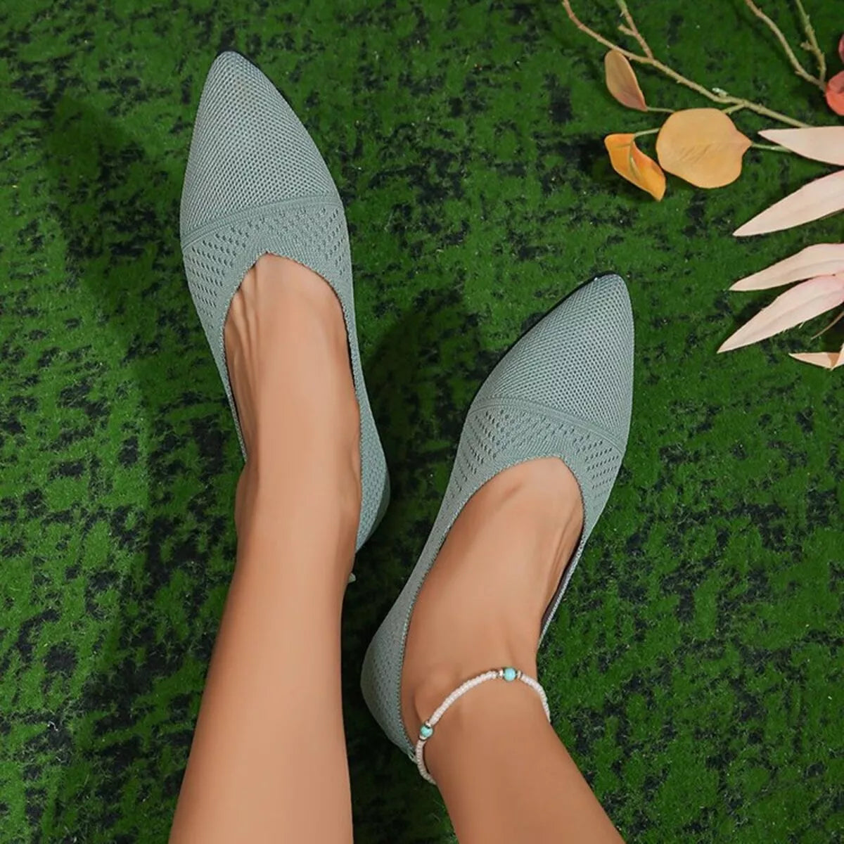 Point Toe Flats Slip-Ons - Lake Blue - View 7