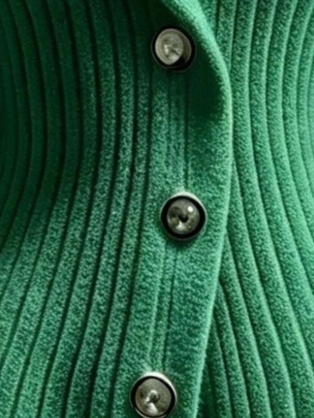 Full Size Ribbed Knit Button-Down Front Cardigan Plus Size - Green - View 2