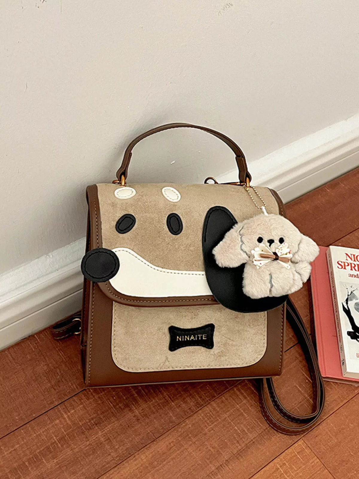 Color Block Backpack Bag - Khaki - View 10