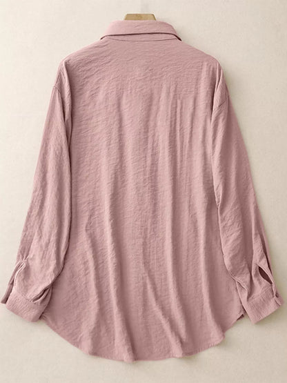 Button-Down Long Sleeve Shirt - Pink - View 4