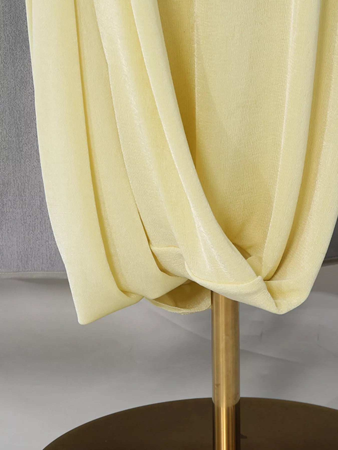 One-Shoulder Draped Maxi Dress - Yellow - Hem Drape Detail View