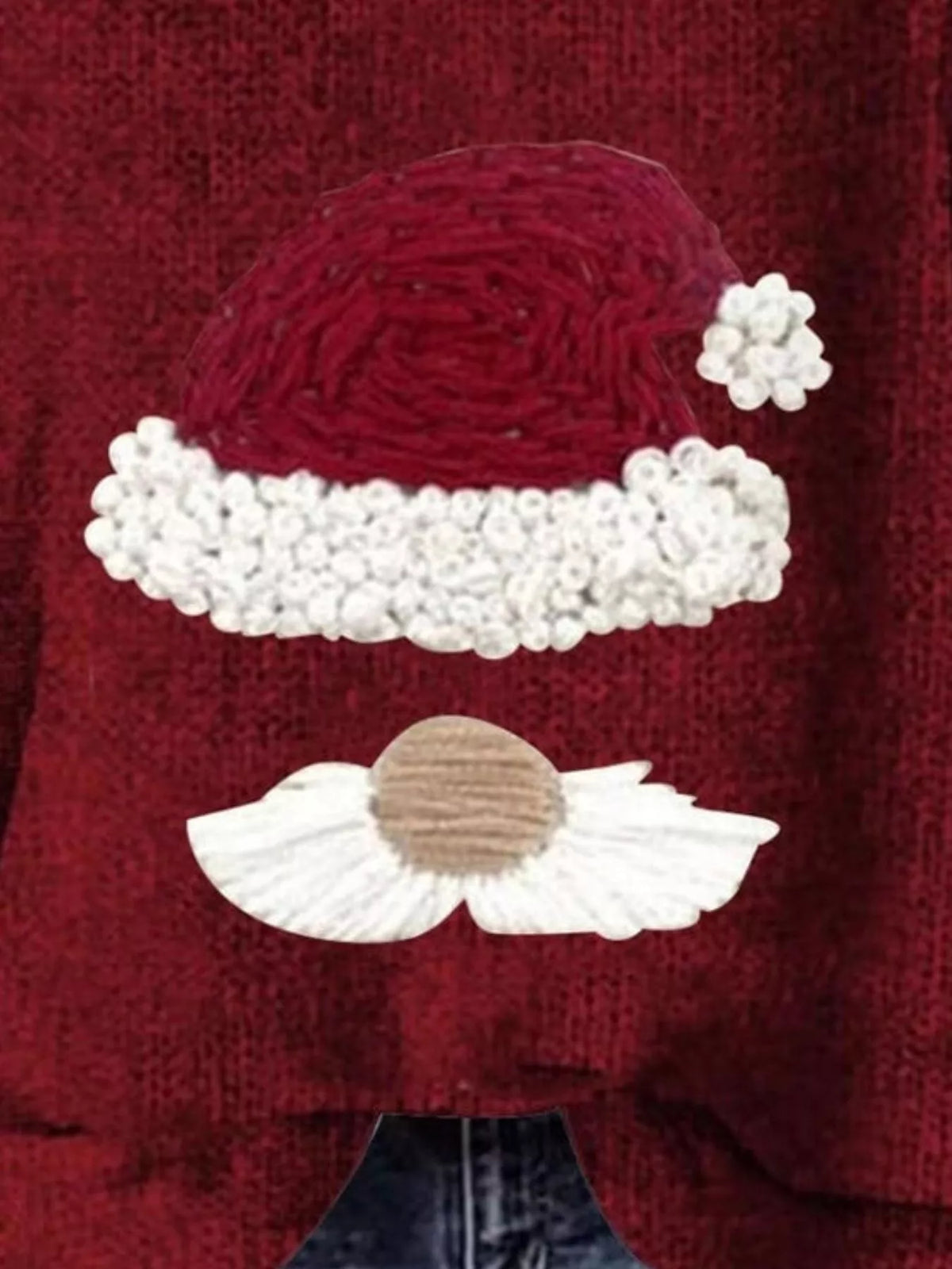Christmas Graphic Dropped Shoulder Sweater - Red - View 2